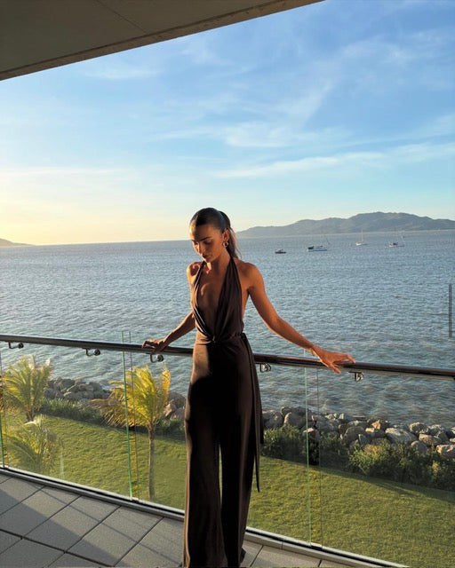Norma Kamali- Halterneck Jersey Jumpsuit